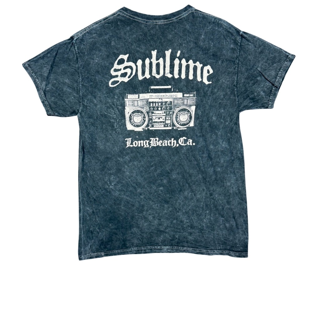 Sublime Band Tee Mens Large Blue Long Beach CA T-Shirt Boombox Graphic Tee Retro